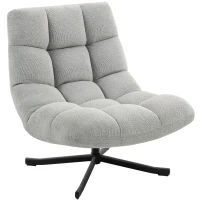 HOMCOM Sessel Drehbar Loungesessel mit Breiter Sitzfläche, wasserabweisend Chenille-Optik, gekreuzt Stahlbeine, Hellgrau(m-10)
