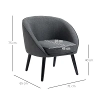 HOMCOM eetkamerstoel woonkamer stoel bureaustoel gestoffeerde stoel modern polyester hout grijs 71 x 65 x 75 cm(m-3)