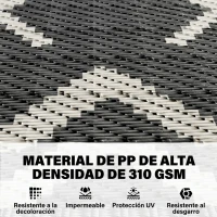 Outsunny Alfombra de Exterior Reversible 182x274 cm con Patrón Geométrico de Cenefa Impermeable con Bolsa Gris y Blanco(m-4)