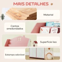AIYAPLAY Estante Infantil para Brinquedos com Gavetas de Tecido Prateleiras Abertas Design de Raposas Organizador de Brinquedos Rosa(m-7)