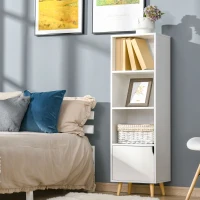 HOMCOM Bibliothèque étagère Rangement Colonne pour Salon, Salle de Bain Blanc en Bois dim. 40L x 30l x 130H cm(m-13)