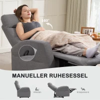 HOMCOM Verstelbare Relaxfauteuil met Voetsteun, Moderne Gepolsterde Stoel, Donkergrijs(m-4)