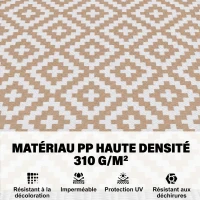 Outsunny Tapis extérieur Style Graphique - Tapis réversible 2 Motifs - 2,74L x 1,82l m - PP 310 g/m² Blanc Beige(m-4)
