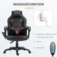 HOMCOM Bureaustoel sportstoel massagestoel draaistoel met warmtefunctie kantoor 2 kleuren(m-4)