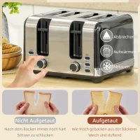HOMCOM Waterkoker- en Broodrooster-set, 7 Bruiningsniveaus, 1,7 L, Kunststof, RVS, Zwart(m-5)