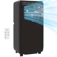 HOMCOM Mobiele Airconditioner Mini Airco, 24-uurs Timer, 3 Snelheden, 33 x 28 x 68,5 cm, Zwart(m-11)