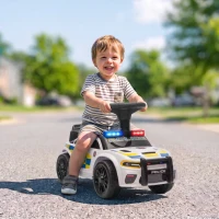 AIYAPLAY Rutschauto Kinder Polizei Rutschfahrzeug mit Musik Licht Anti-Kipp-Schutz & Stauraum unter dem Sitz 18-36 Monate Weiß(m-10)