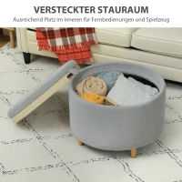 HOMCOM Kruk Gepolsterde Kruk, Teddyfleece, Verborgen Opbergruimte, Omkeerbaar Deksel, 56 cm x 56 cm x 42 cm, Grijs(m-5)