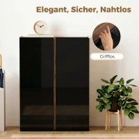 HOMCOM Schuhschrank mit leiser Sicherheitsöffnung, 6 Ebenen, grifflose Design, Hochglanz Schwarz(m-7)