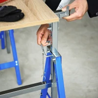 HOMCOM 2 x Steigerstatiefsteunbeugel in hoogte verstelbaar staal blauw(m-6)