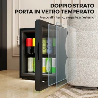 HOMCOM Frigobar da 46L in Acciaio con Temperatura Regolabile e Porta in Vetro Temperato, 42.3x40x55 cm, Nero(m-6)