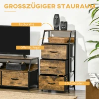 HOMCOM Opbergkast met Stoffen Laden, MDF Planken, Stalen Frame, Rustiek Bruin(m-4)