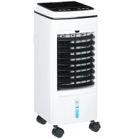 HOMCOM Ventilator, Luchtkoeler en Klimaatunit, 3 Modi, Afstandsbediening, Timer, Op Wielen, Wit(m-11)