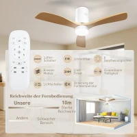 HOMCOM Plafondventilator met LED-Licht, 6 Snelheden, Afstandsbediening, Lichtbruin(m-8)