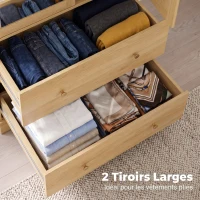 HOMCOM Armoire chambre penderie avec miroir, 2 portes, 2 tiroirs et barre de suspension, 80 x 50 x 180 cm, chêne(m-5)