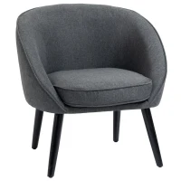 HOMCOM eetkamerstoel woonkamer stoel bureaustoel gestoffeerde stoel modern polyester hout grijs 71 x 65 x 75 cm(m-1)