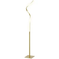 HOMCOM Vloerlamp in spiraalontwerp, voetschakelaar, 3 helderheidsstanden, 1,46 m, goud(m-10)