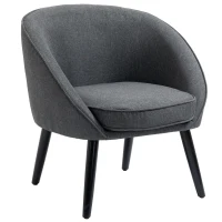 HOMCOM eetkamerstoel woonkamer stoel bureaustoel gestoffeerde stoel modern polyester hout grijs 71 x 65 x 75 cm(m-10)
