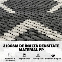 Outsunny Covor de Exterior Reversibil cu Model Geometric și Geantă Inclusă, 182x274 cm, Gri și Alb(m-4)