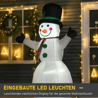 HOMCOM 1,93 m opblaasbare sneeuwpop met 2 modulelampen kerstversiering voor binnen en buiten tuin gazondecoratie feest polyester wit  130 x 72 x 193 cm(m-4)