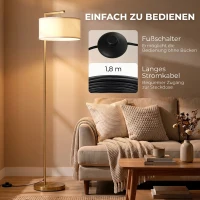 Vloerlamp staande lamp E27-fitting voor woonkamer metaal staal linnen(m-5)