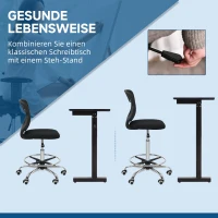 Vinsetto Bureaustoel, Werkstoel, Bureau Stoel, Hoogte Verstelbaar, Gevoerd, Zwart(m-4)