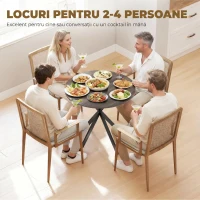 HOMCOM Masă Da Dining Rotund Stil Industrial Con Picioare în X Ø80x75 cm(m-4)