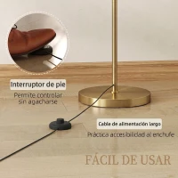 HOMCOM Lámpara de Pie LED Regulable con Temperaturas de Color Ajuste Continuo Control Remoto Temporizador de 60 Minutos Dorado(m-5)