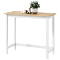 HOMCOM Bartafel, Eikenlook, compact, Plaats voor 2 Personen, Natuurhout+Wit(m-10)