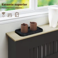 HOMCOM Cubre Radiadores 78x19x81 cm Cubierta para Radiador Diseño Moderno de Listones y Nido de Abeja Negro(m-5)