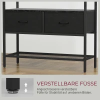 HOMCOM Kapstok met Schoenenrek in Industriële Stijl, Kledingrek met 2 Stoffen Lades, 8 Haken, Metalen Frame, Zwart(m-6)