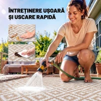 Outsunny Covor Exterior pentru Balcon și Terasă Reversibil cu Model Geometric, 2.74x1.82 m, Cafea și Alb(m-5)