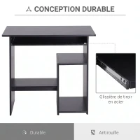 HOMCOM Bureau d'ordinateur, bureau avec rangement, plateau pour clavier et support de moniteur, 80 x 45 x 75 cm, noir(m-6)