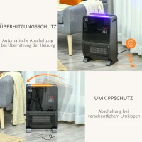 HOMCOM 2 in 1 luchtverhitter met afstandsbediening luchtbevochtiger keramisch LED licht bevochtigingsfunctie 8-uurs timer kachel verwarming 2000W ABS zwart 33 x 21 x 49.5 cm(m-5)