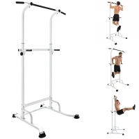SPORTNOW Power tower dip barre de traction autoportante réglable en hauteur cadre acier 91,5 x 97,5 x 176,5-227 cm pour la maison(m-16)