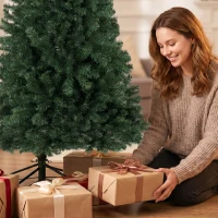 HOMCOM Árbol de Navidad Artificial 180 cm con 888 Ramas Ignífugas Base Metálica Plegable Verde(m-8)