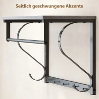 HOMCOM Wandgemonteerde Kledingstandaard, Kledinghaken, 5 Haken, Boven-vak, Multifunctioneel, Grijs(m-5)
