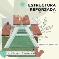 Outsunny Juego de Mesa y 2 Bancos Infantiles de Madera Mesa de Picnic para Niños de 3-8 Años para Jardín Patio 89x79x50 cm Marrón(m-7)