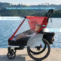 AIYAPLAY Fahrradanhänger für Kinder, 2-Sitzer, 2-in-1 faltbarer Kinderfahrradanhänger mit verstellbarem Sitz und Gurten, Rot(m-6)