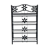 HOMCOM plantenrek bloemenrek plantenstandaard plantenetagere metaal 4 niveaus zwart(m-7)