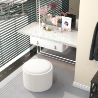 HOMCOM Opbergpoef met bekleding, verborgen opbergruimte, omkeerbare deksel, 56 cm x 56 cm x 42 cm, Crème + Natuur(m-8)