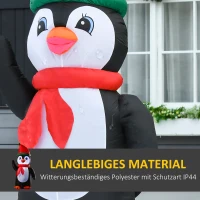 HOMCOM opblaasbare kerstpinguïn 1,6 m kerstdecoratie met lichtjes verlichting Kerstmis feestdecoratie automatisch opblazen weerbestendig polyesterstof veelkleurig 79 x 67 x 155 cm(m-5)