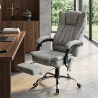 Vinsetto Poltrona per l'Ufficio Massaggiante Riscaldante, Altezza e Reclinazione Regolabili, 62x67x113-120cm, Grigio(m-10)