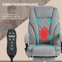 Vinsetto Ergonomische Bureaustoel met Massagefunctie, Voetsteun, Draaibaar, Verrijdbaar, Grijs(m-4)