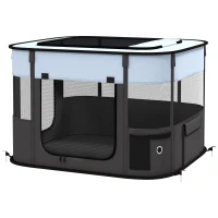 PawHut Opvouwbare Speelren voor Huisdieren, met Opbergtas, voor Puppies en Kittens, Binnen en Buiten, Grijs(m-10)