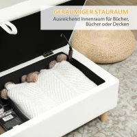 HOMCOM Opberg hocker, houten poten, zachte stofbedekking, Crème-wit(m-7)