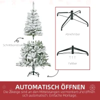 HOMCOM Kunstmatige Kerstboom met Sneeuweffect, Vlamvertragend, Scharnierconstructie, Groen/Wit(m-6)