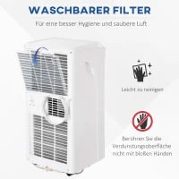 HOMCOM Mobiele airconditioning 3-in-1 airconditioner ontvochtiging 2,6 kW afstandsbediening ABS(m-7)
