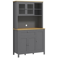 HOMCOM Alacena de Cocina Mueble Auxiliar de Cocina con 5 Puertas Estante Ajustable y Encimera de Microondas 100x40x180cm Gris