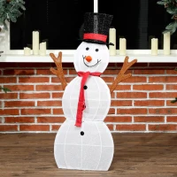 Outsunny 3-delige feestelijke sneeuwmanfamilie, buitendecoratie, LED-lampjes, grondpennen, waterdicht, staal, polyester, wit(m-9)